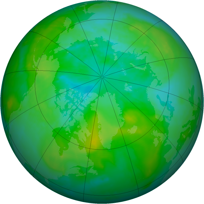 Arctic ozone map for 11 August 2015